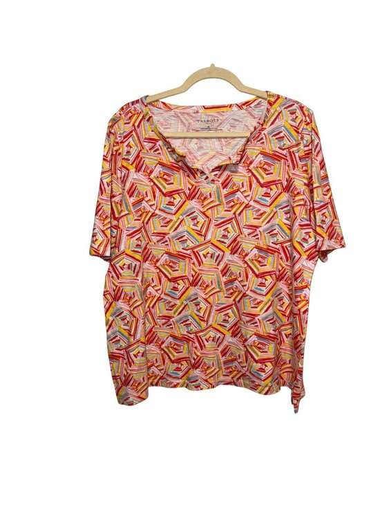 Talbots Tops - Talbots Womens XL Multicolor Geometric Print Cotton Knit Top